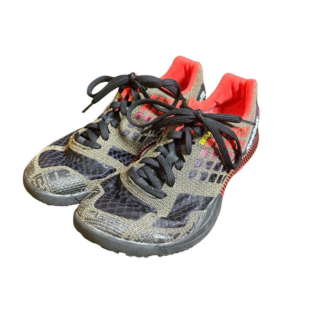 Reebok CrossFit Nano 5.0 Womens 8.5 Training Shoes Black Red Leopard Kevlar